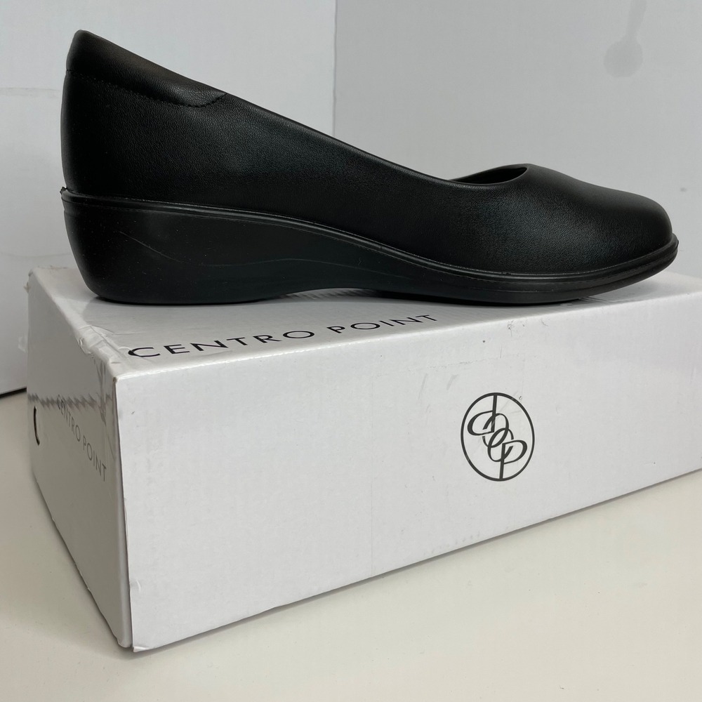 Centro Point‎ Womens Black Comfort Wedge Pumps Rounded Toe Office Shoes Size 9